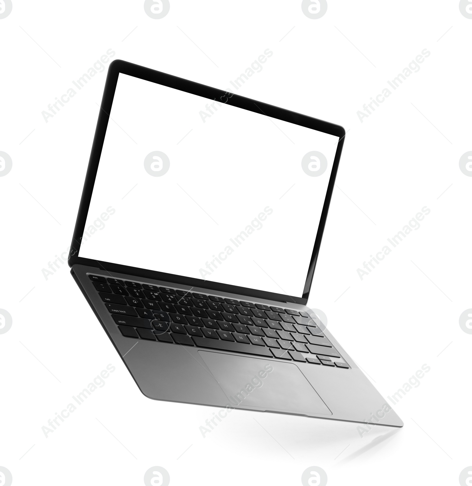 Photo of Laptop with blank screen isolated on white. Mockup for design