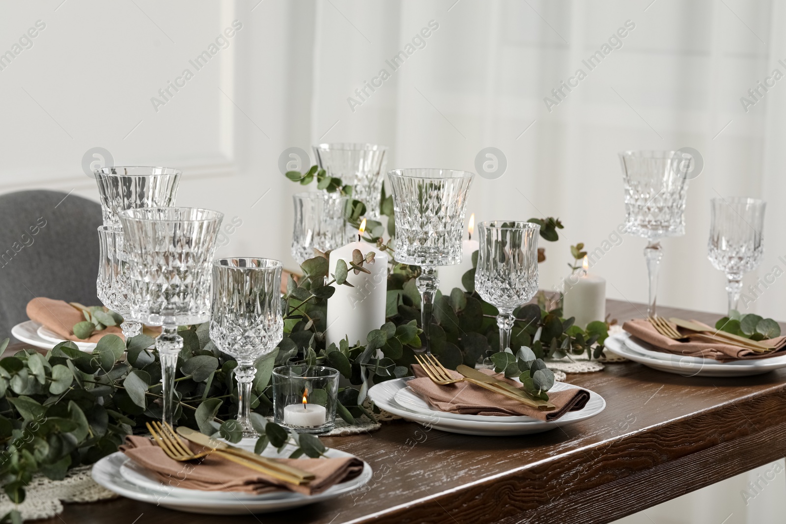 Photo of Stylish elegant table setting for festive dinner indoors