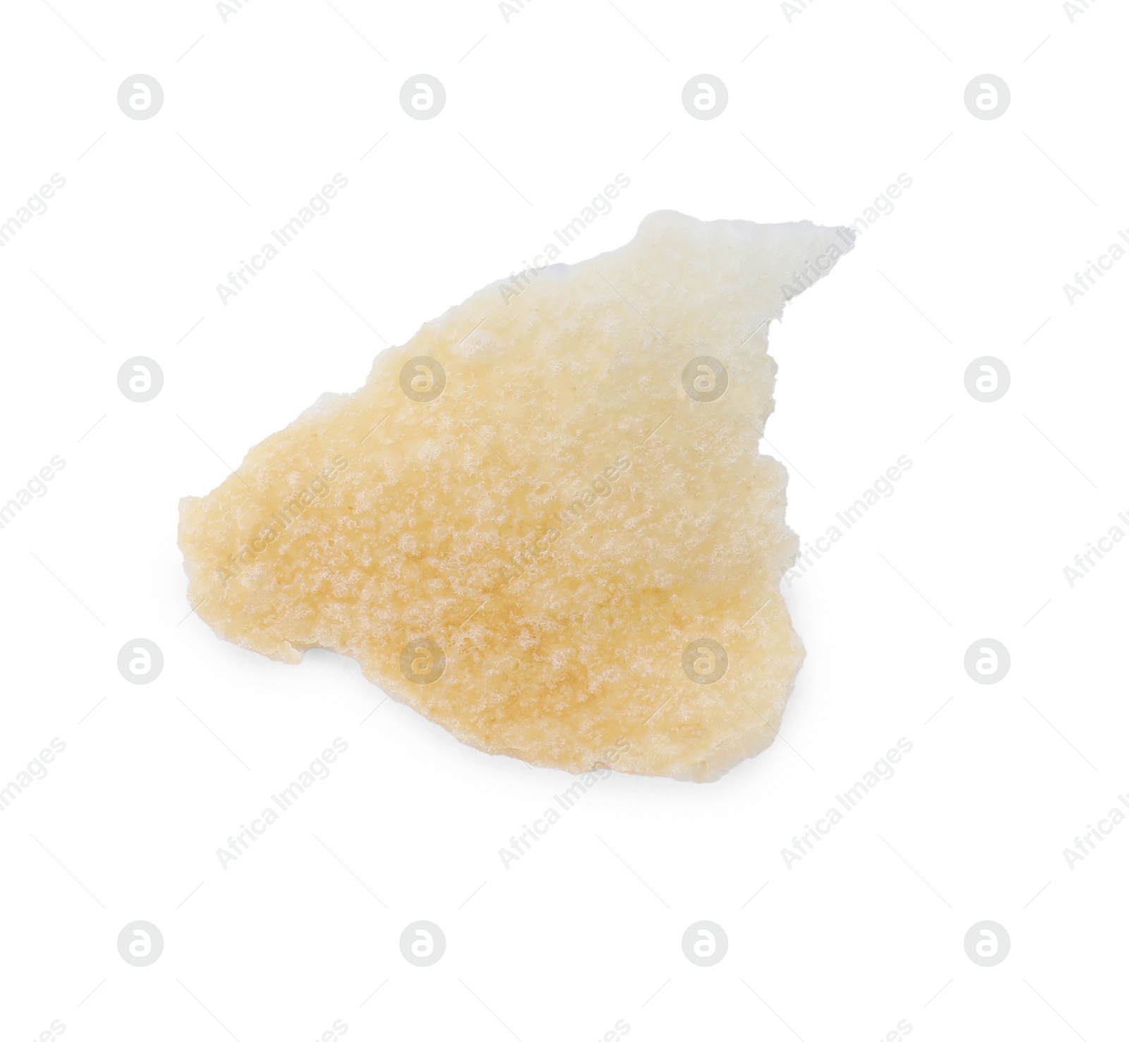 Photo of Crumble of delicious fresh puff pastry isolated on white, top view