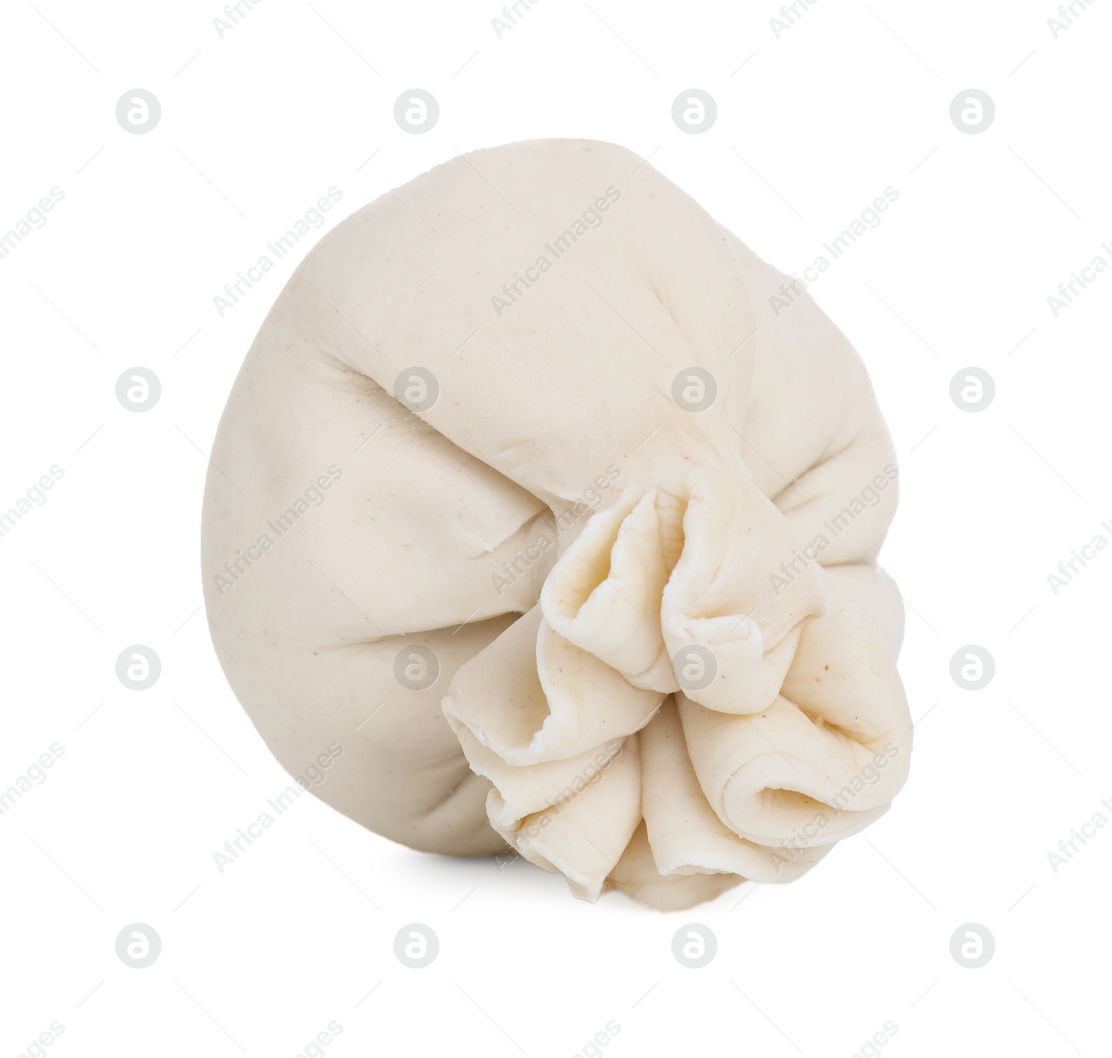 Photo of Uncooked khinkali (dumpling) isolated on white. Georgian cuisine