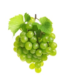 Bunch of fresh ripe juicy grapes on white background