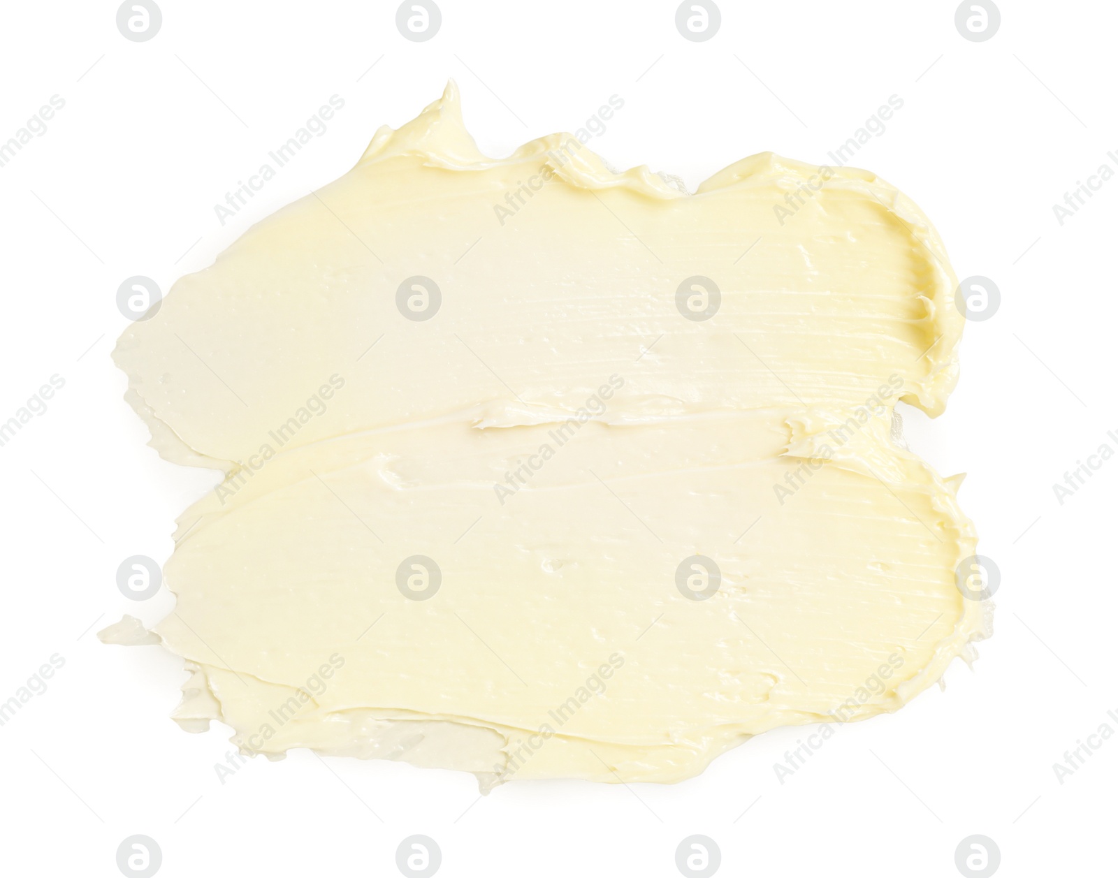 Photo of Tasty butter on white background, top view