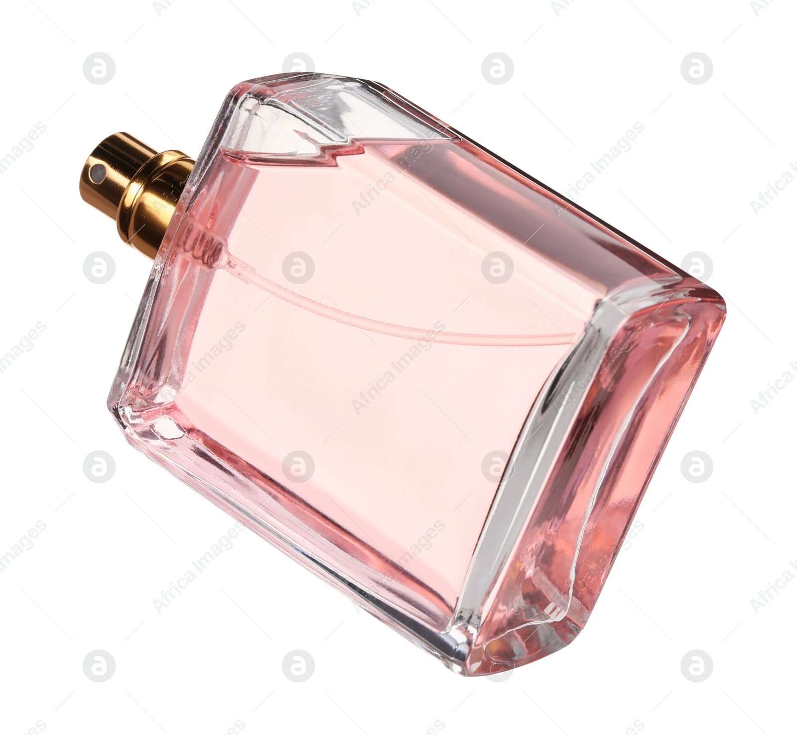 Photo of Luxury women`s perfume in bottle isolated on white