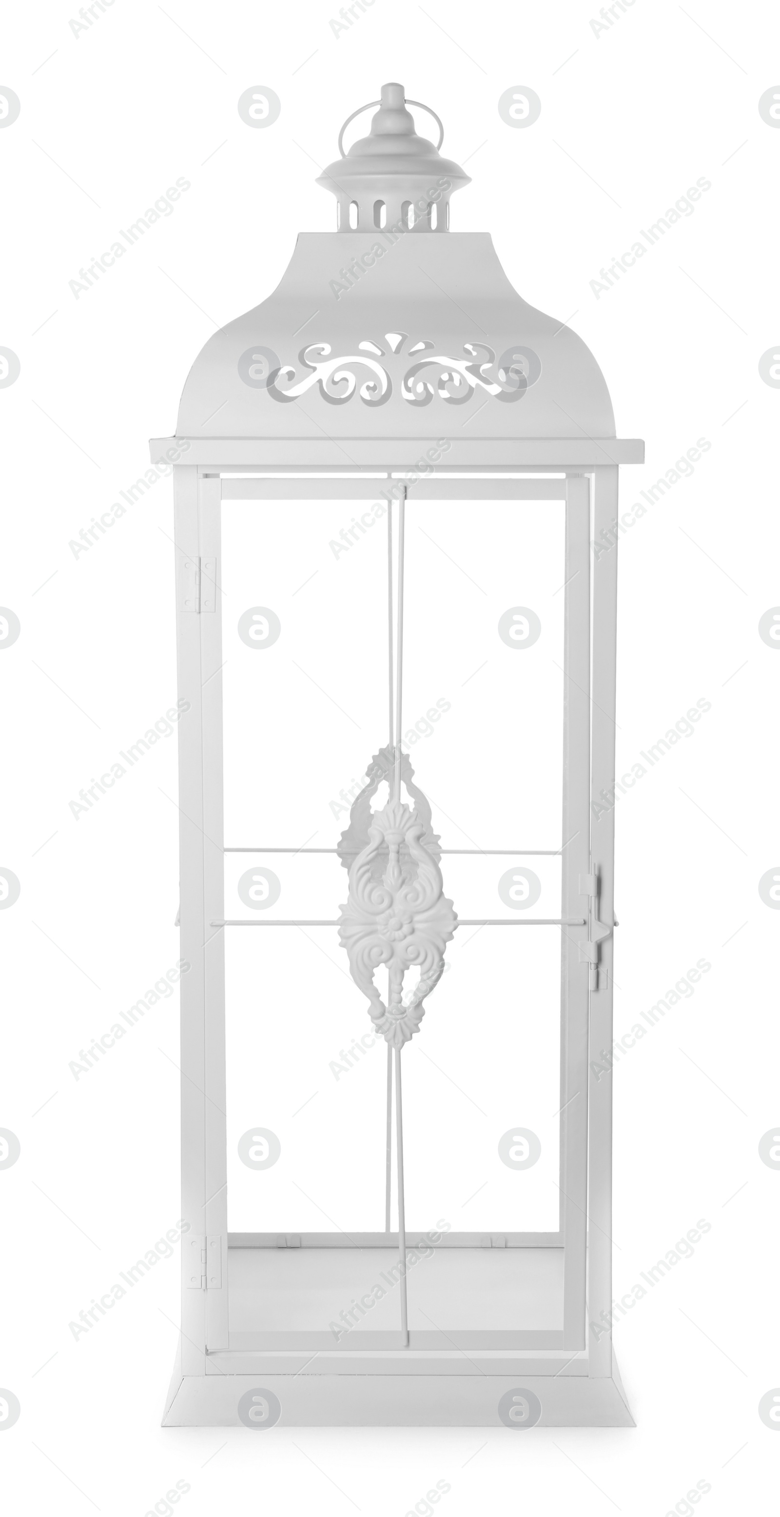 Photo of Decorative lantern isolated on white. Interior element