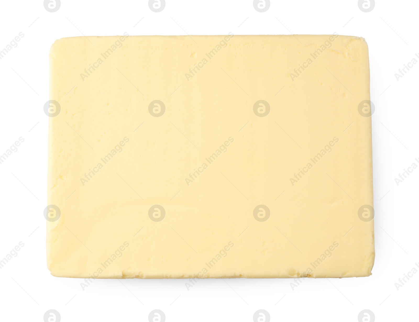 Photo of Block of tasty butter isolated on white, top view