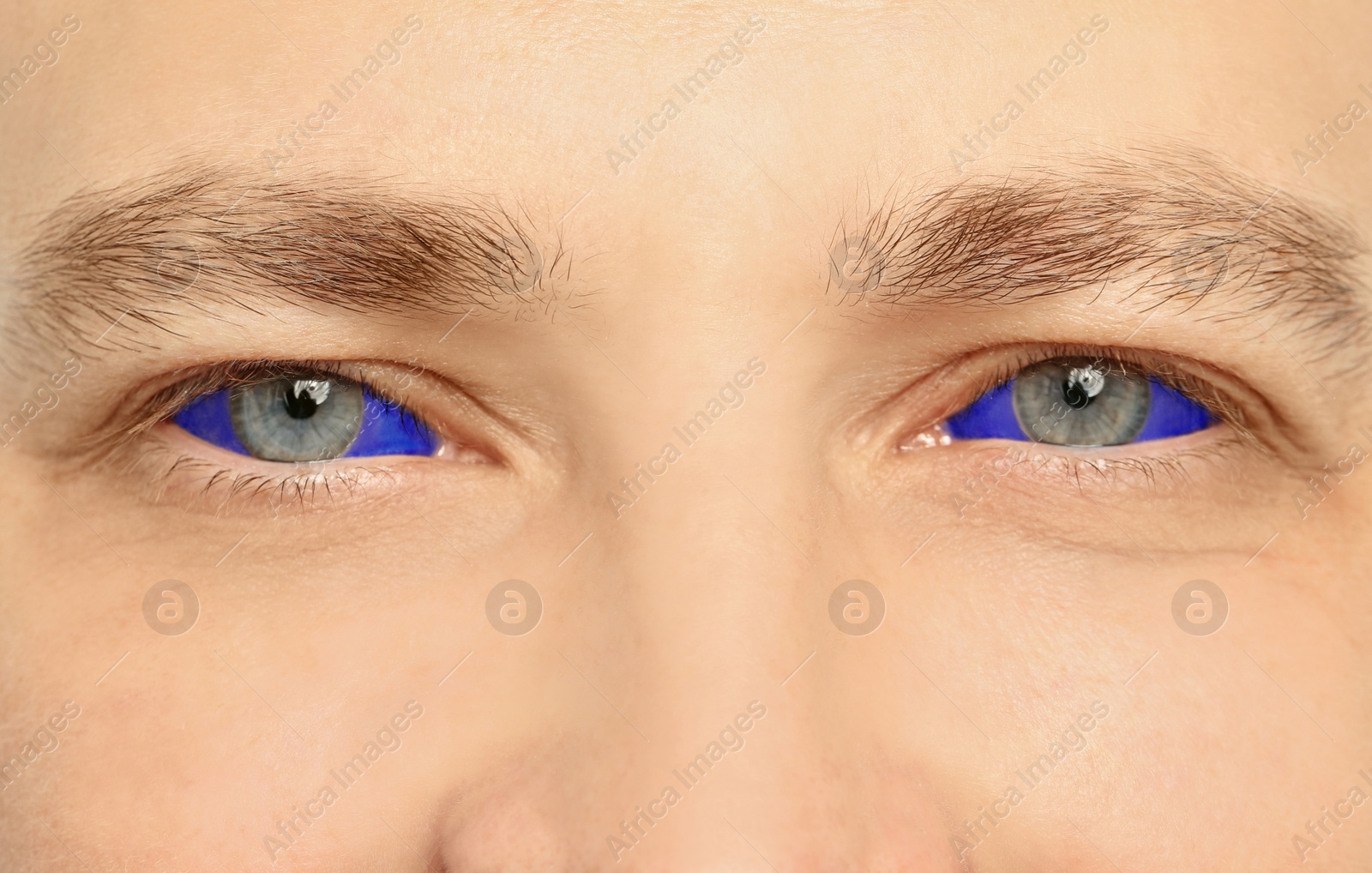Image of Closeup view of man with eyeballs tattoo