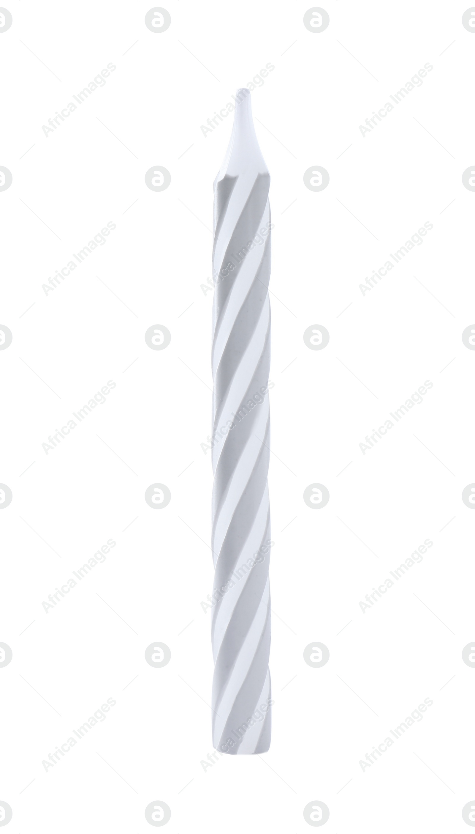 Photo of Silver striped birthday candle isolated on white