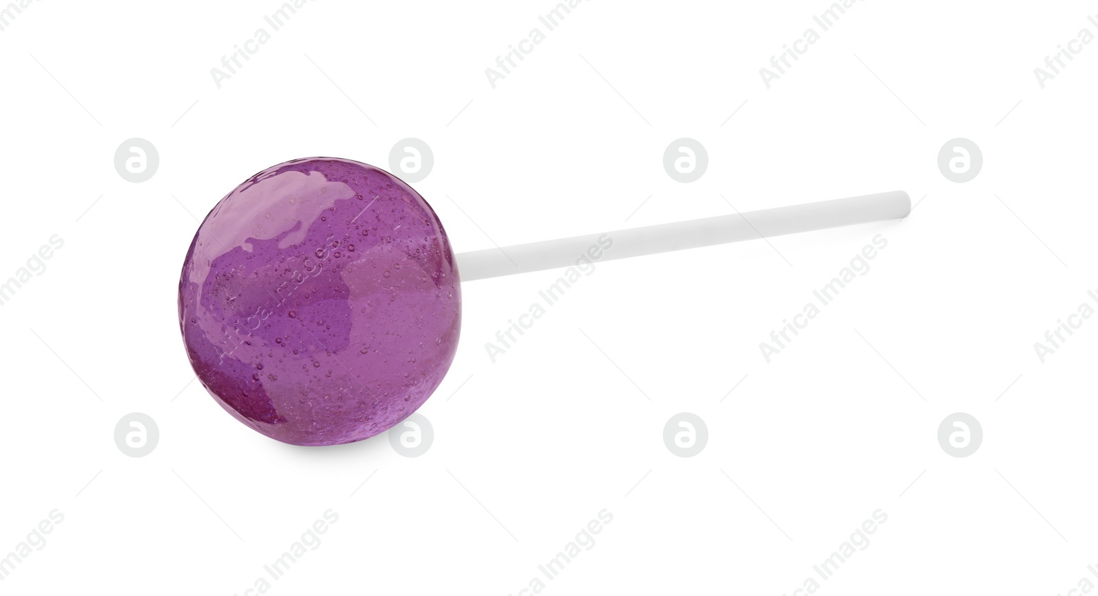 Photo of One sweet purple lollipop isolated on white