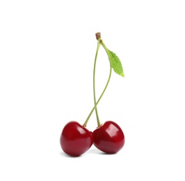 Photo of Delicious ripe sweet cherries on white background