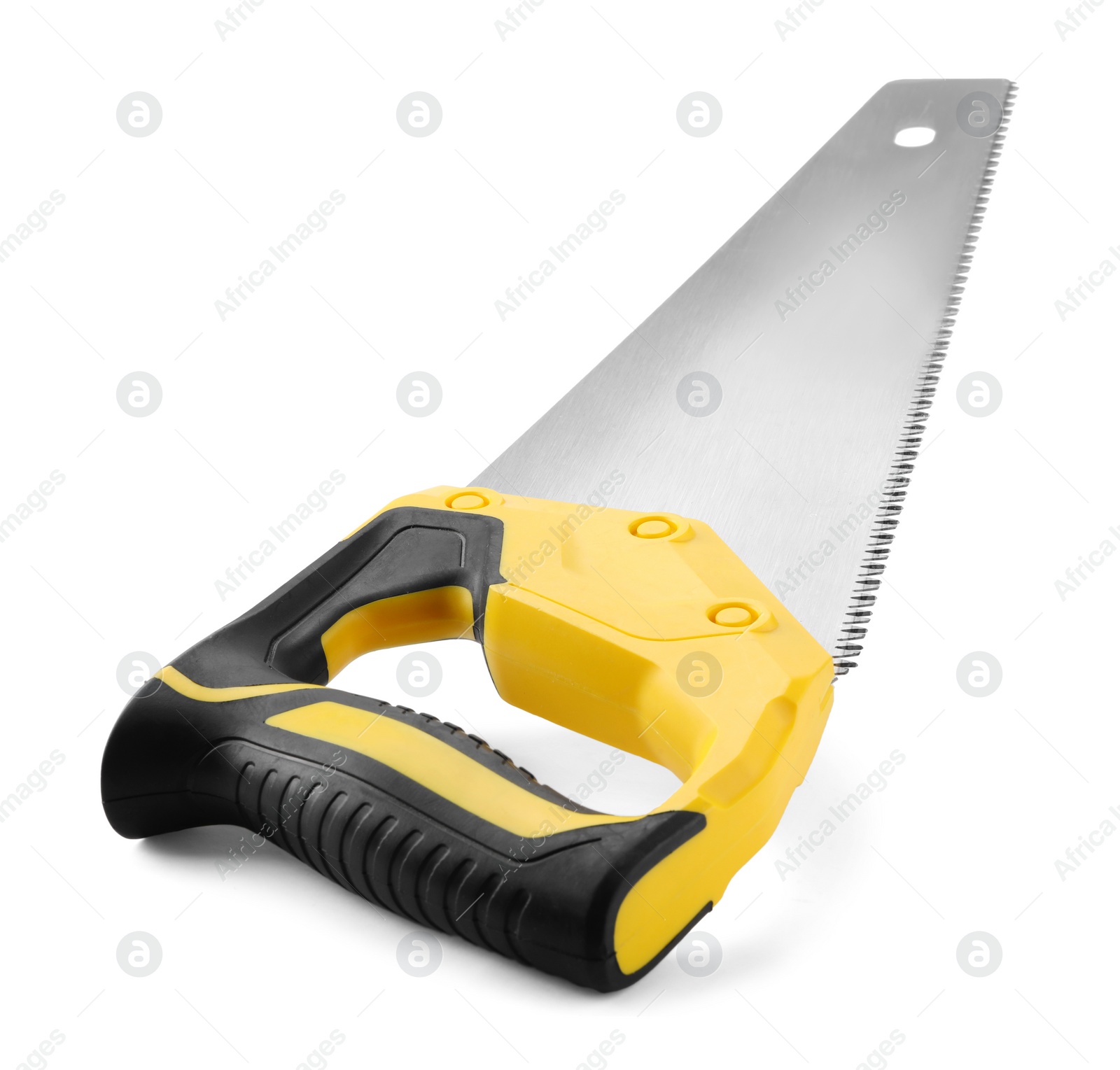 Photo of One saw with color hand isolated on white