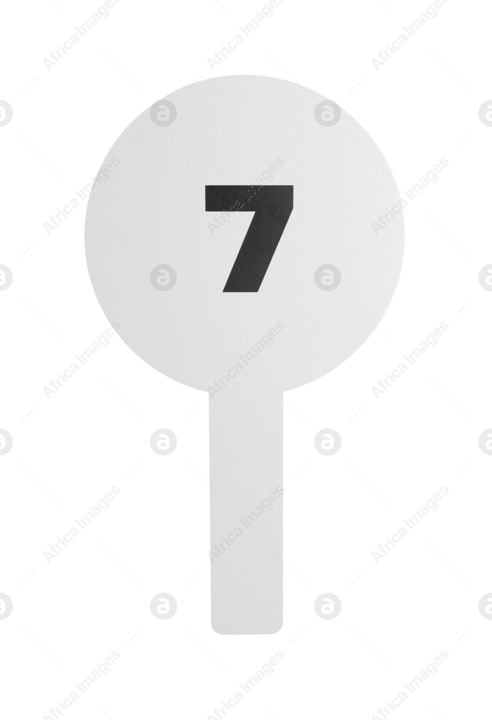 Photo of Auction paddle with number 7 isolated on white