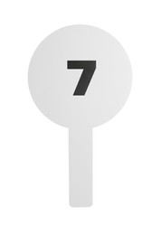 Auction paddle with number 7 isolated on white