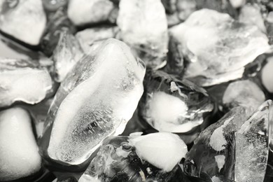 Pieces of crushed ice as background, closeup