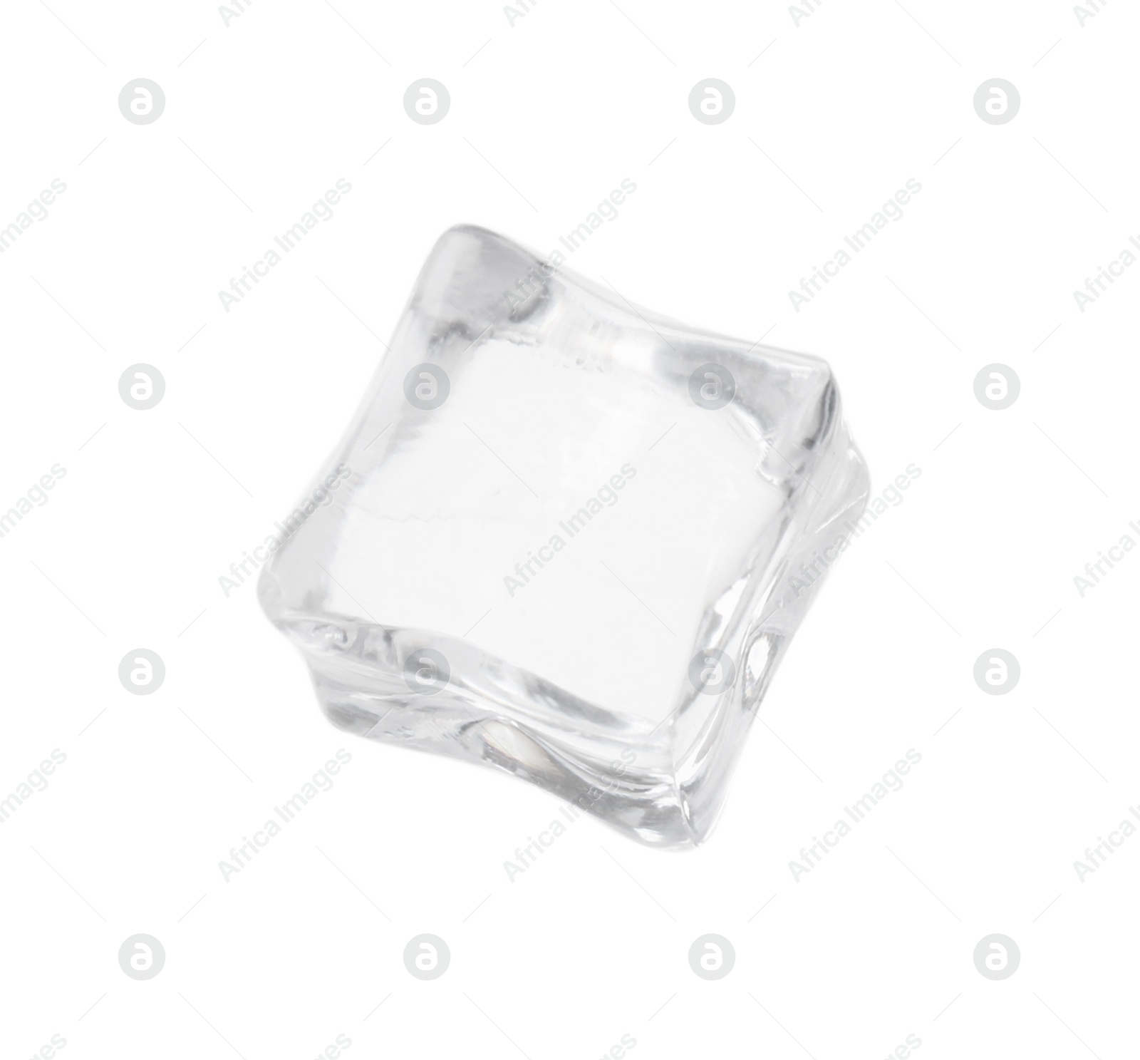 Photo of One crystal clear ice cube isolated on white