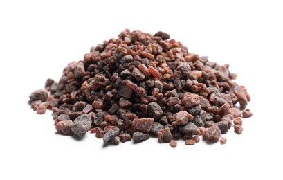 Heap of black salt on white background