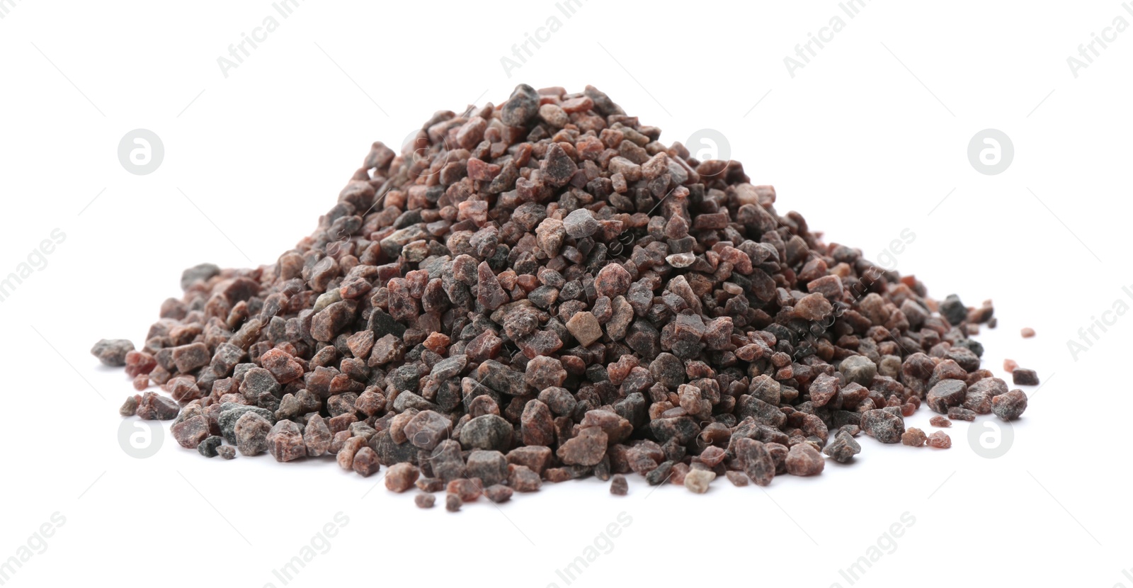 Photo of Pile of Himalayan black salt isolated on white