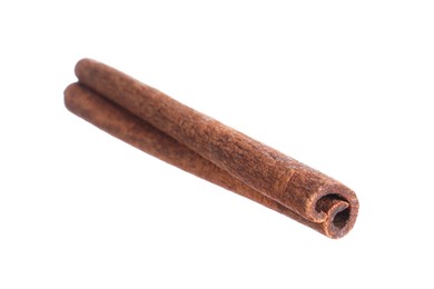 Photo of One aromatic cinnamon stick isolated on white