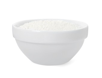 Baking powder in bowl isolated on white