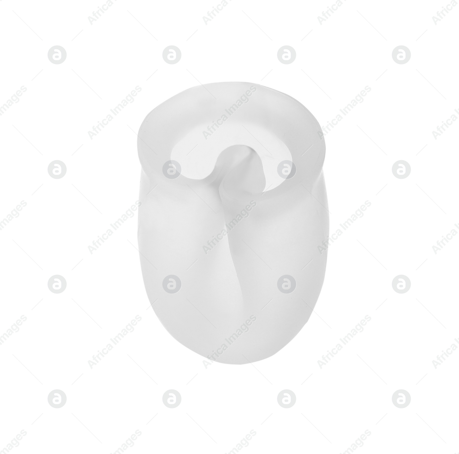 Photo of Folded silicone menstrual cup isolated on white
