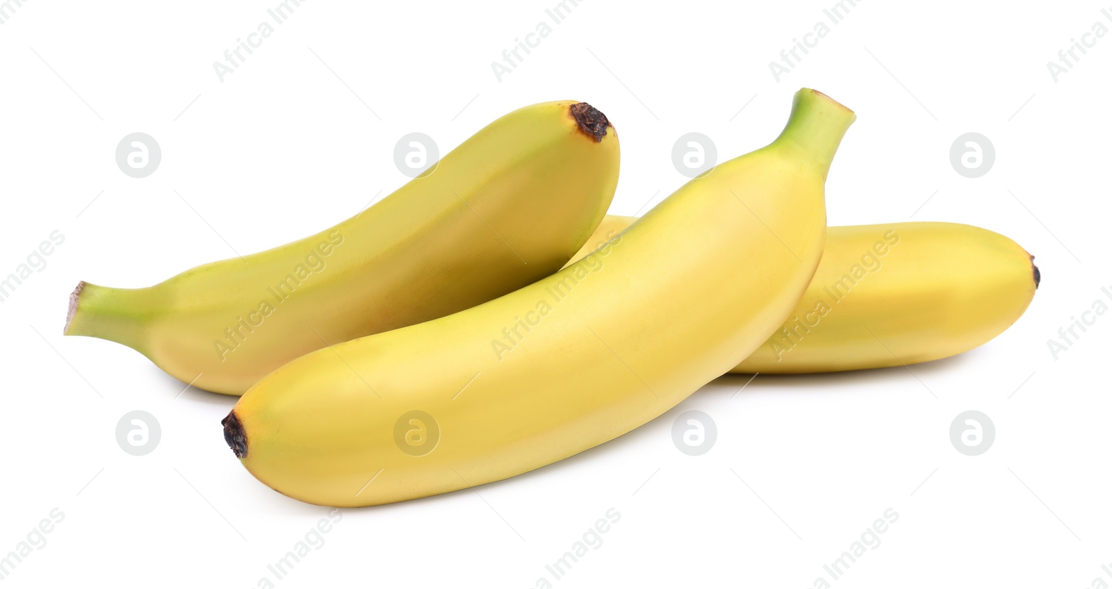 Photo of Tasty ripe baby bananas on white background