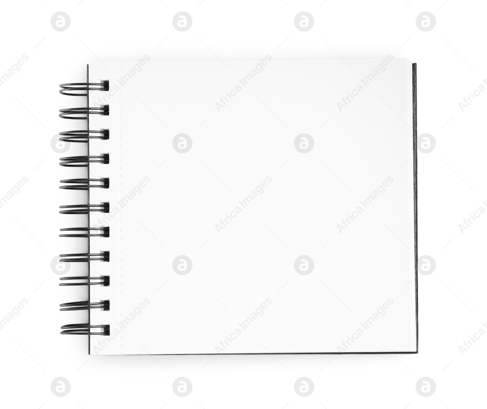 Photo of One notebook isolated on white, top view