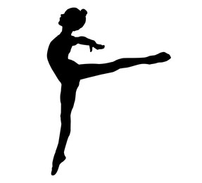Image of Silhouette of professional gymnast exercising on white background