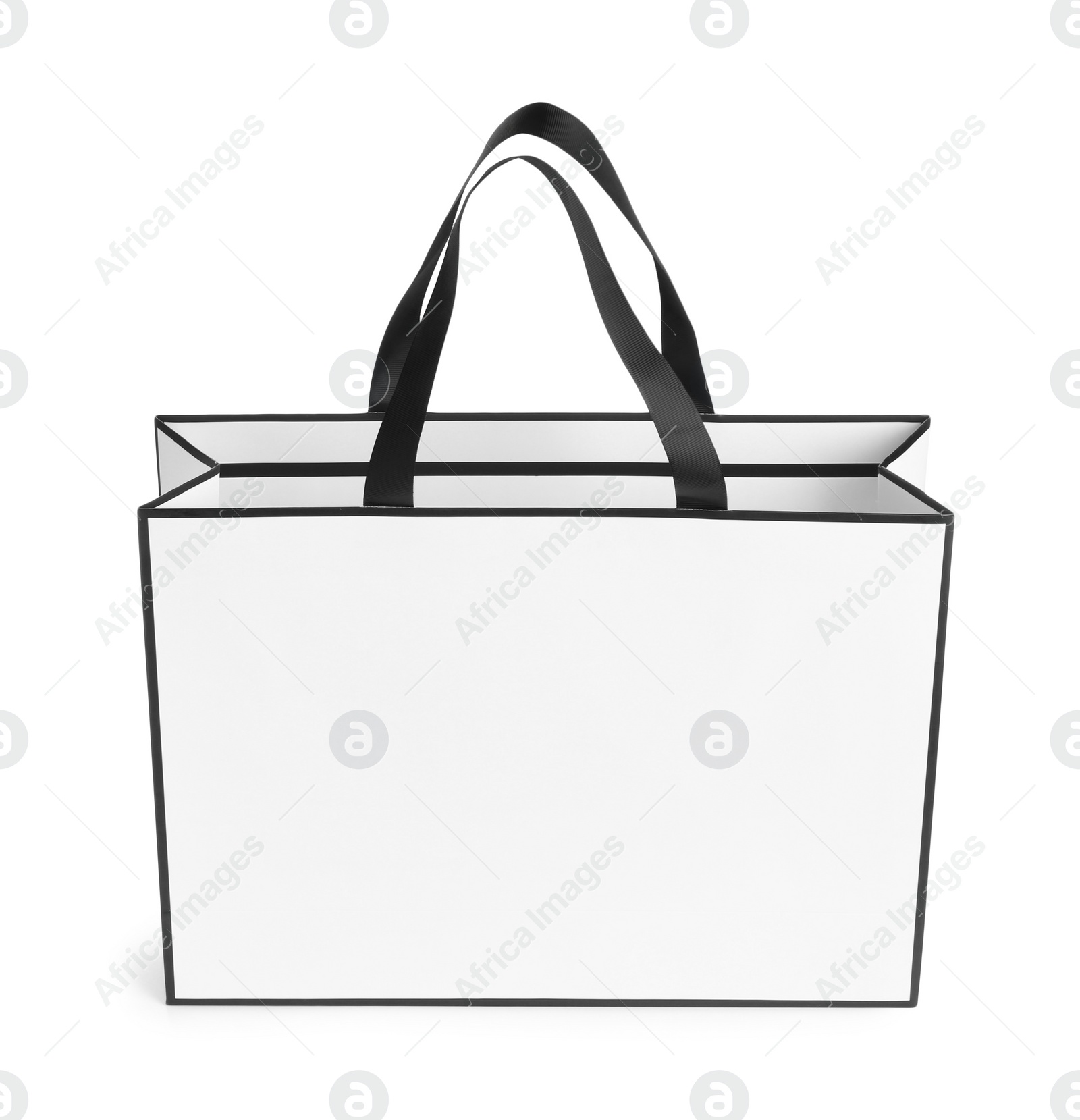 Photo of One paper bag isolated on white. Mockup for design