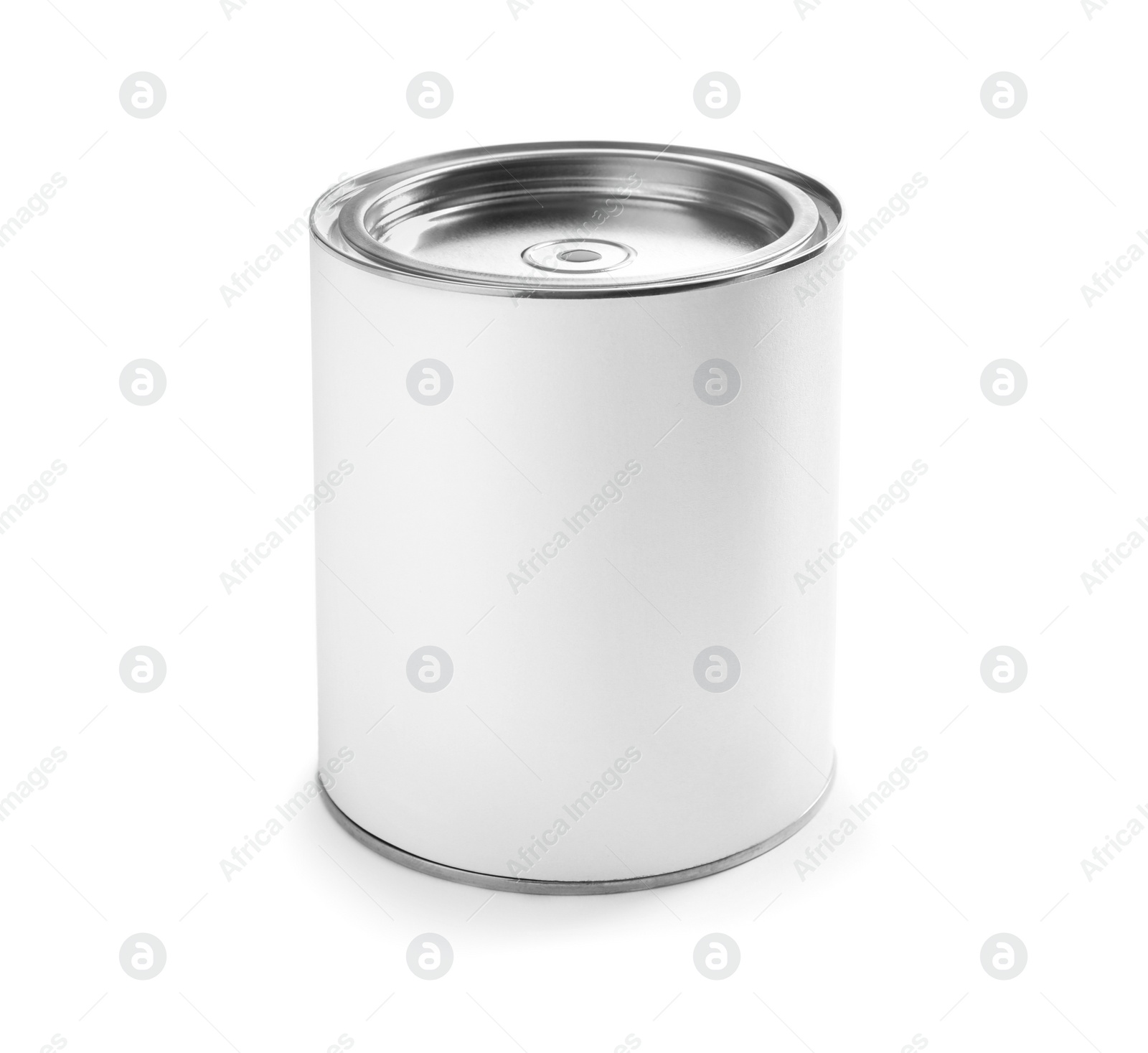 Photo of Closed blank can of paint isolated on white