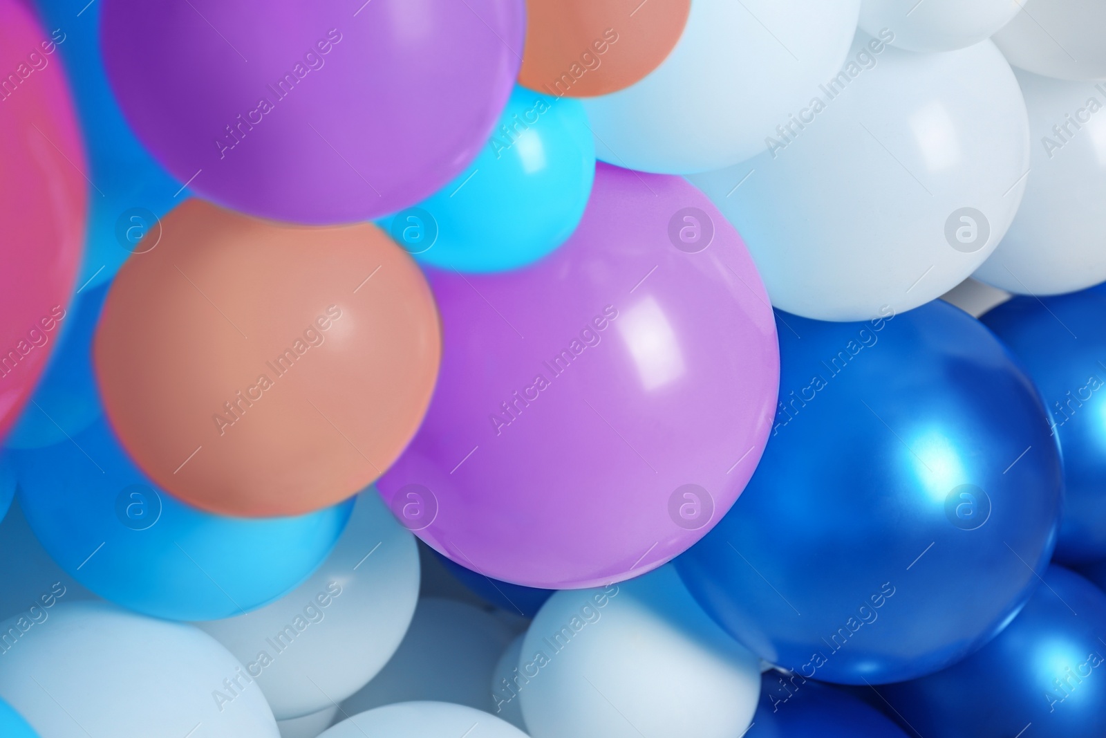 Image of Many color balloons as background. Party decor