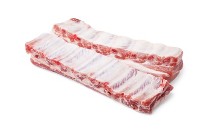 Photo of Fresh raw pork ribs isolated on white