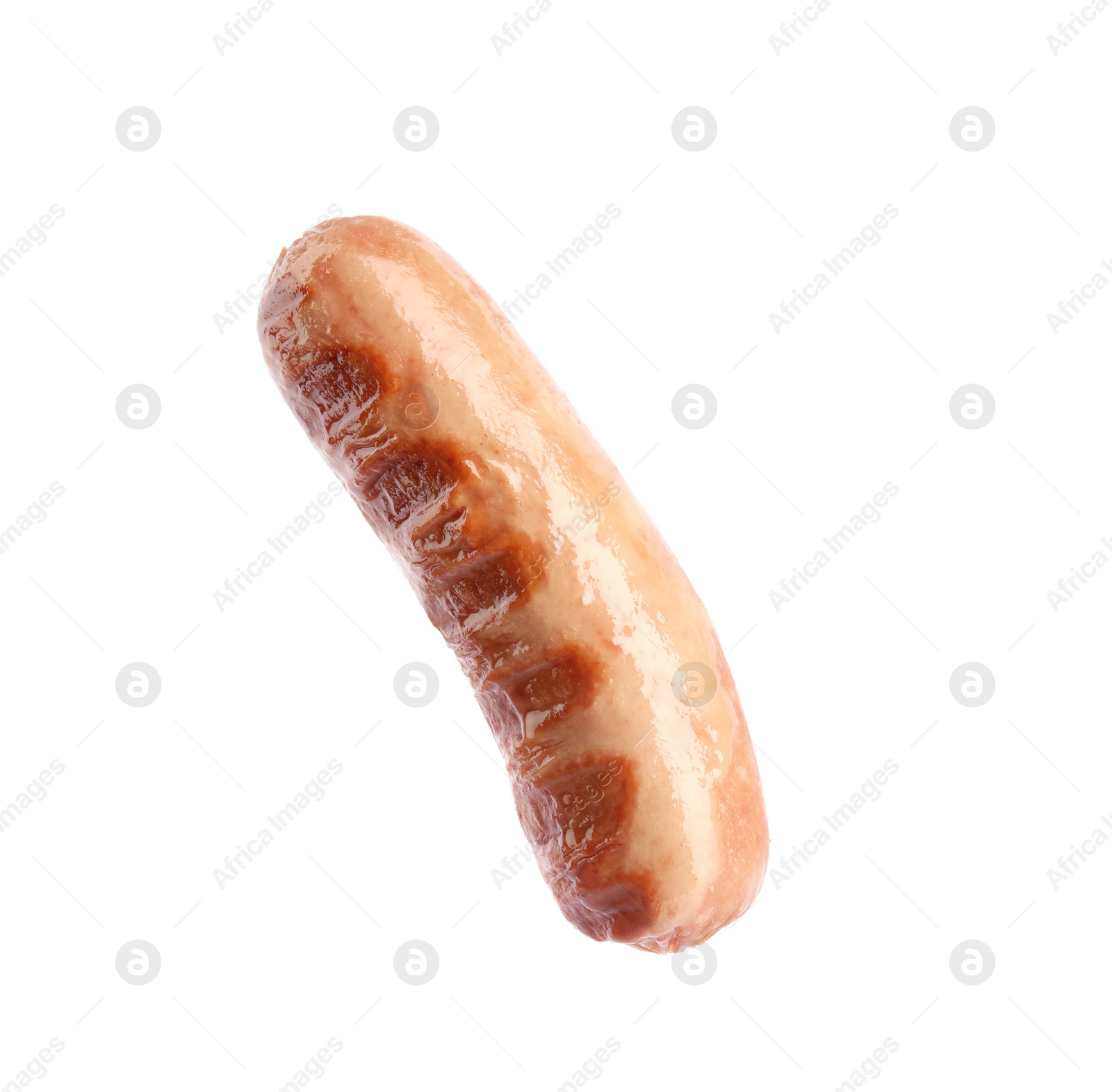 Photo of Tasty fresh grilled sausage isolated on white