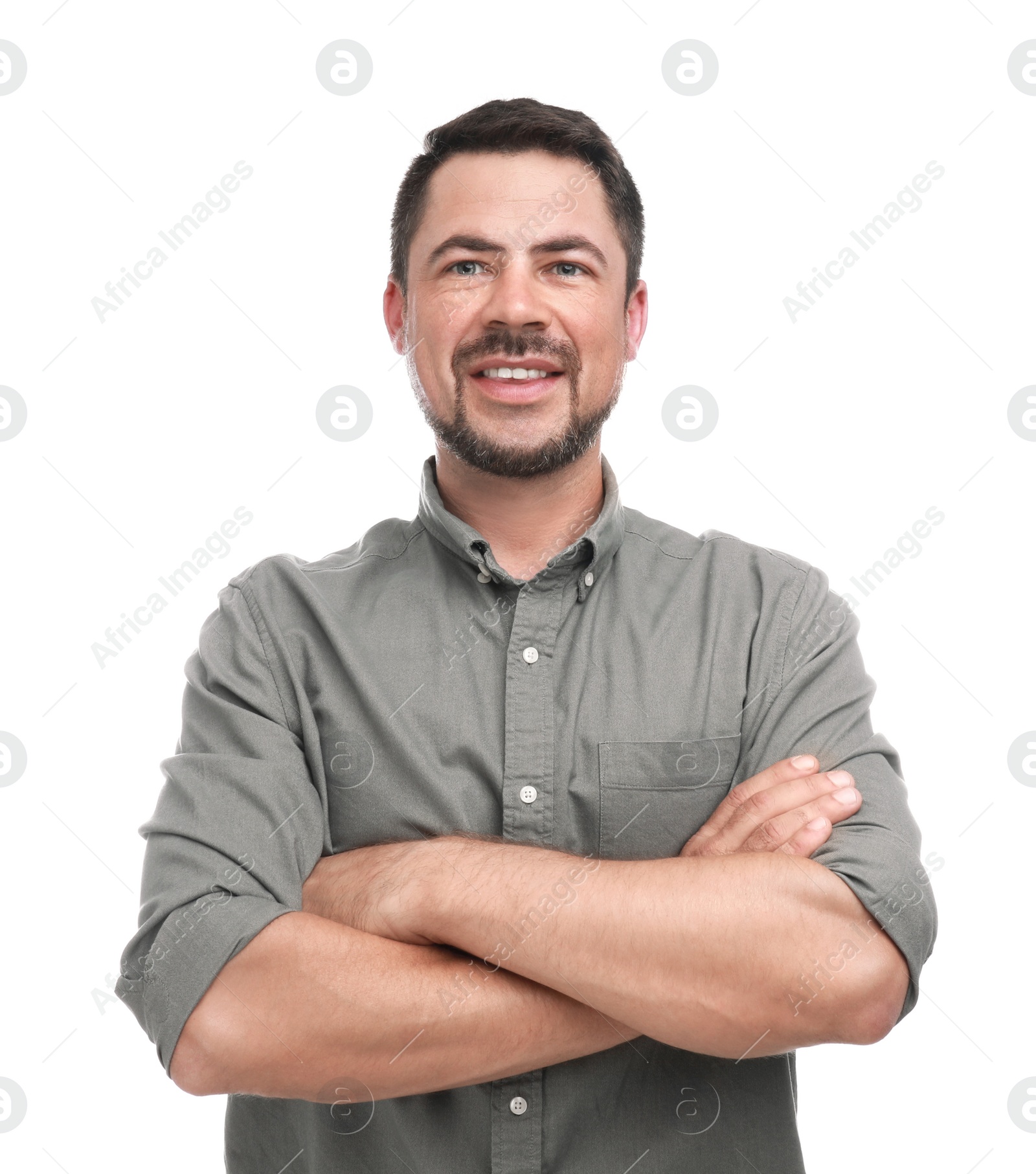 Photo of Portrait of handsome man on white background