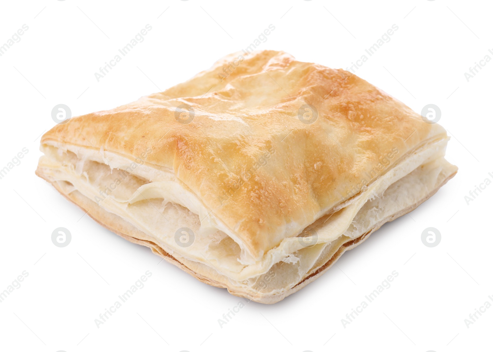 Photo of Puff pastry. One delicious fresh bun isolated on white