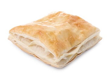 Photo of Puff pastry. One delicious fresh bun isolated on white