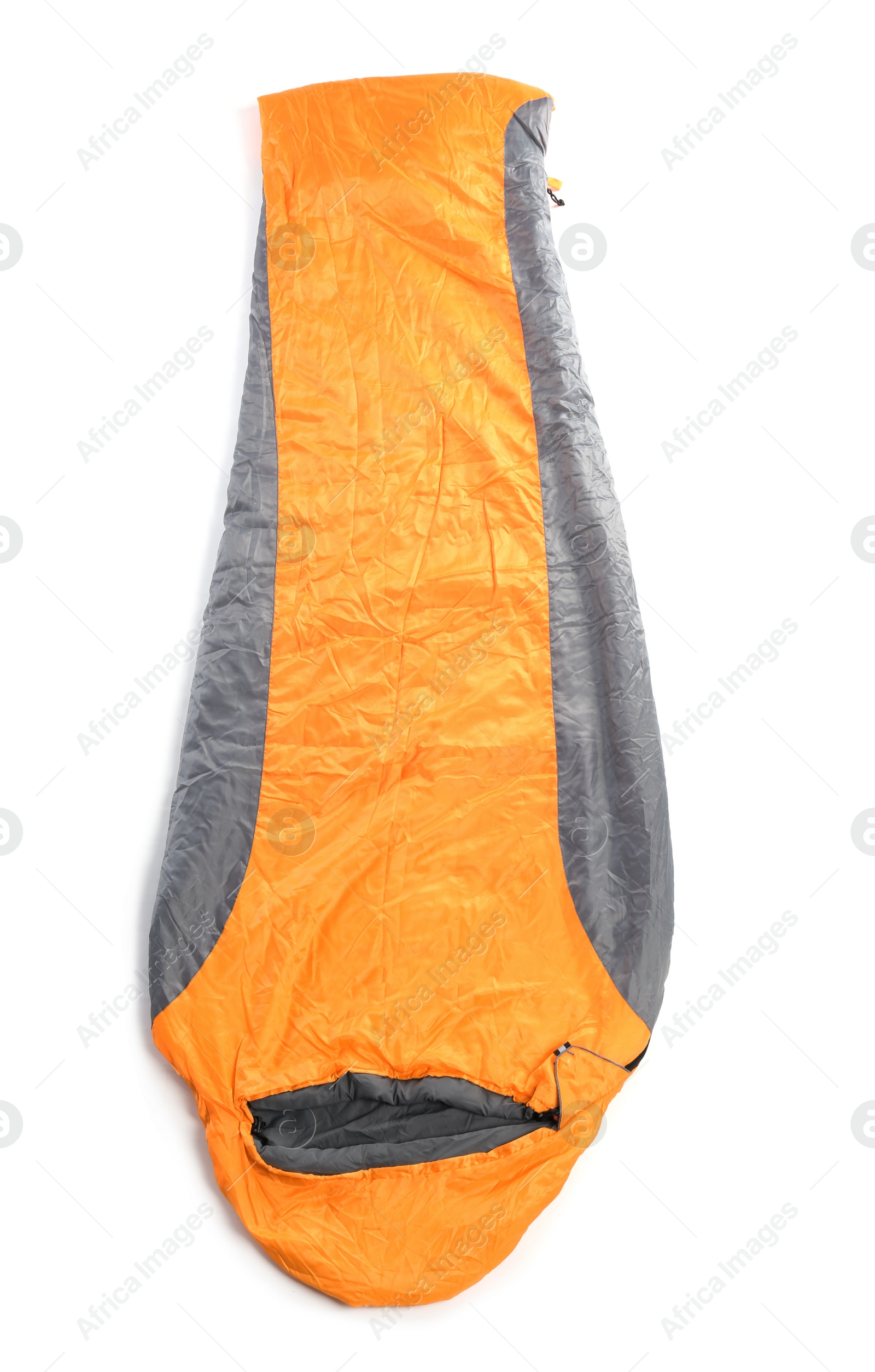 Photo of Sleeping bag on white background. Camping equipment