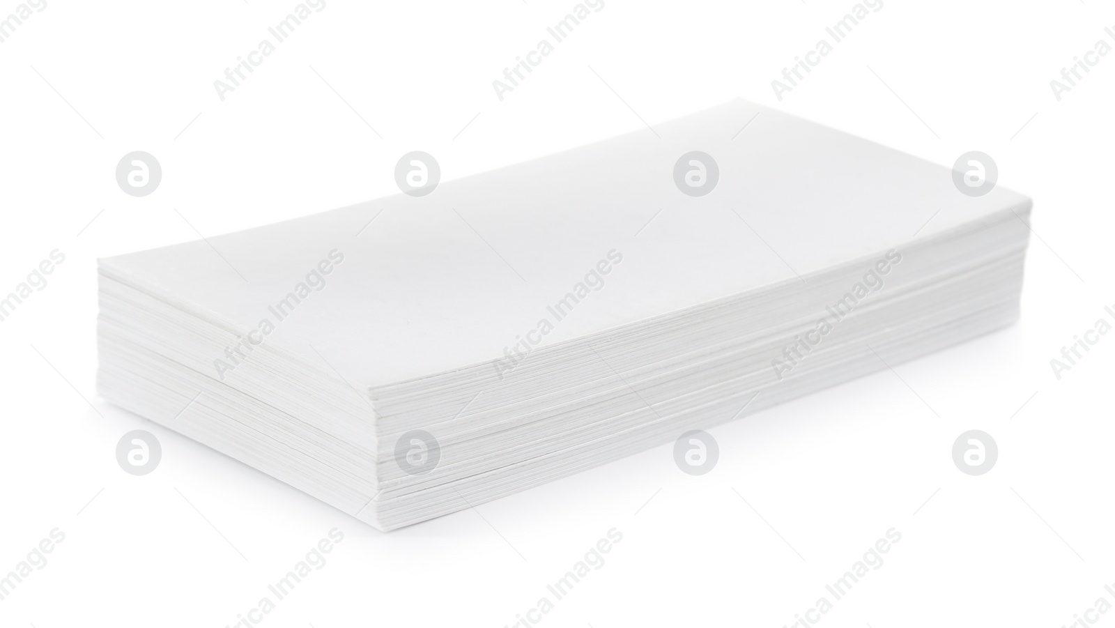 Photo of Stack of business cards on white background. Mockup for design