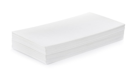 Stack of business cards on white background. Mockup for design