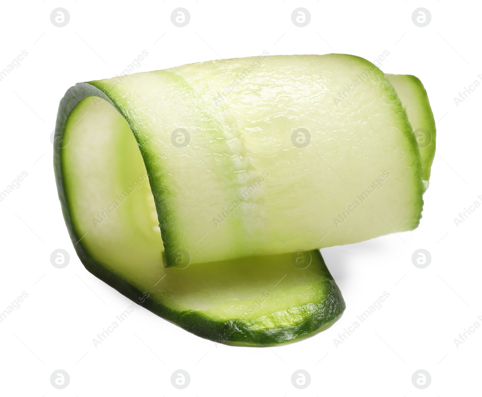 Photo of Slice of fresh cucumber isolated on white