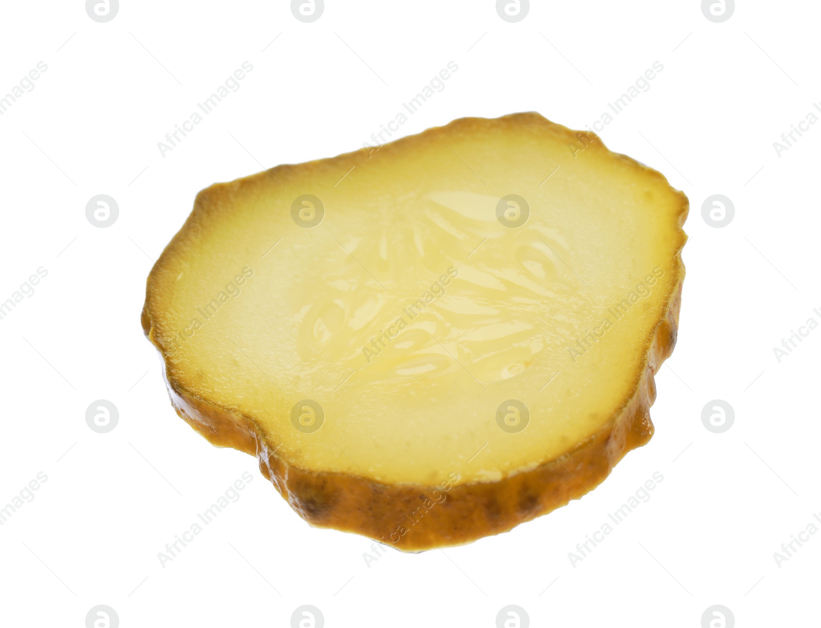 Photo of Slice of pickled cucumber for burger isolated on white