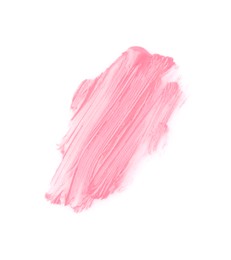 Stroke of pink lip gloss isolated on white, top view