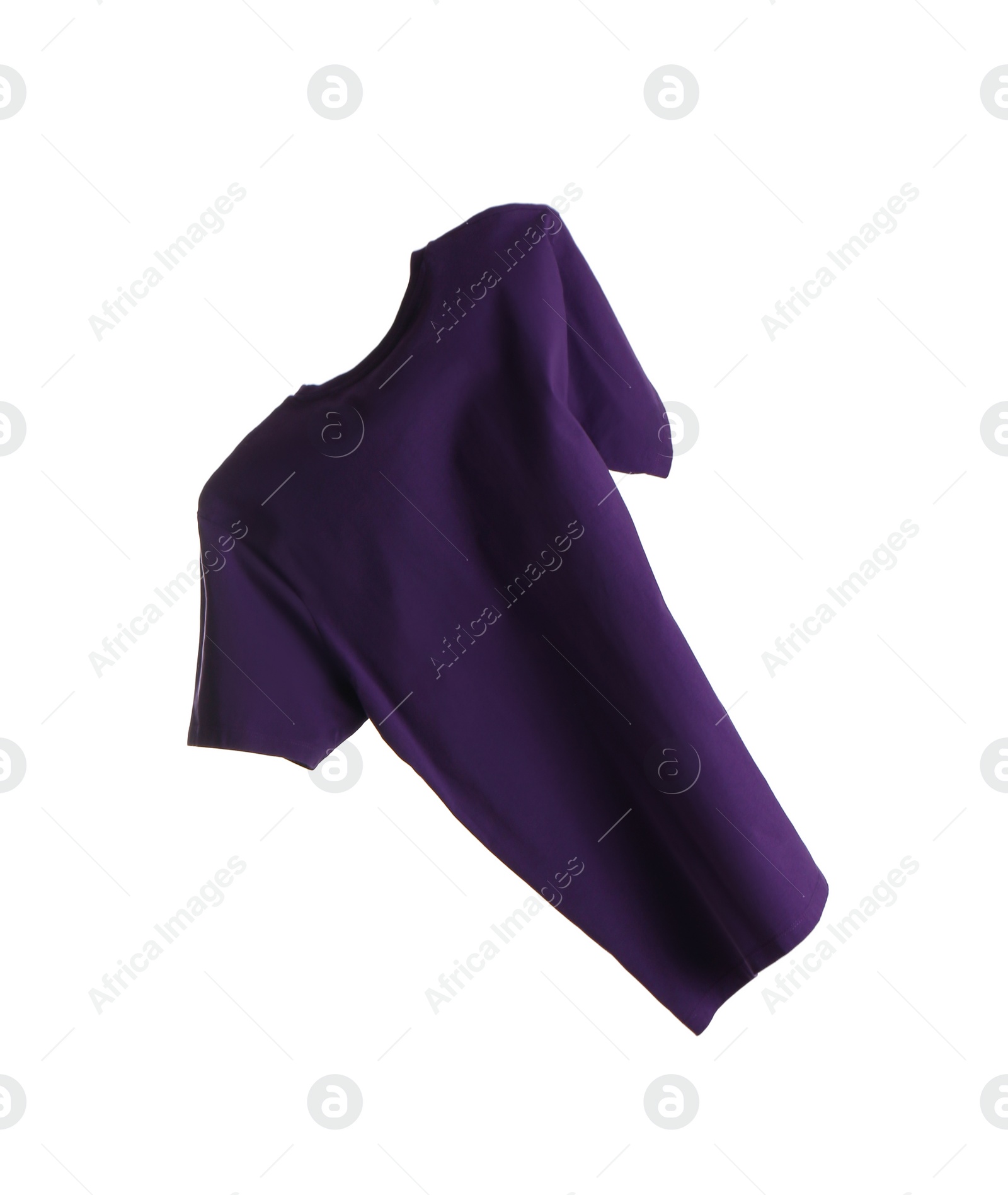 Photo of Purple t-shirt isolated on white. Stylish clothes