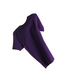 Photo of Purple t-shirt isolated on white. Stylish clothes