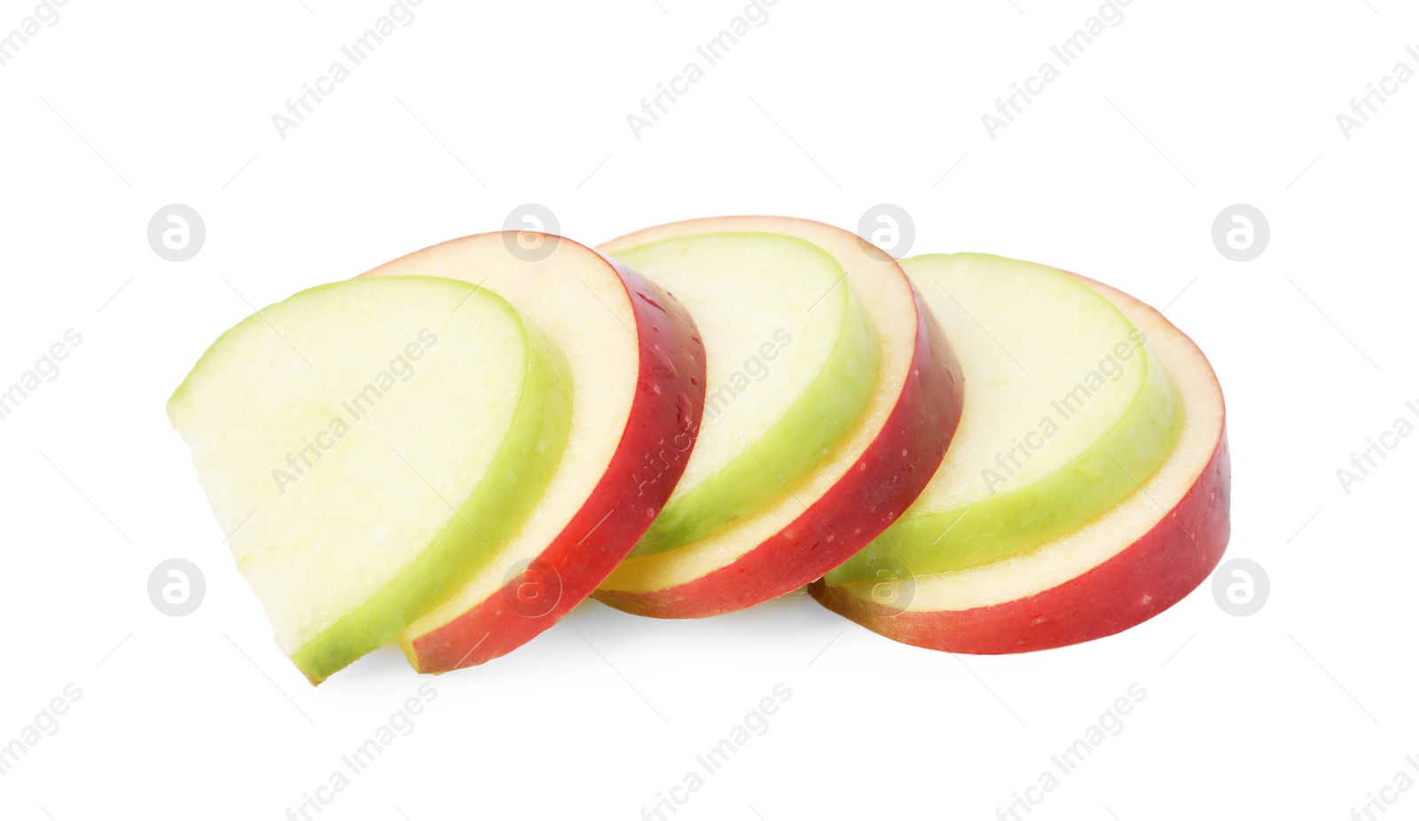 Photo of Slices of ripe apples isolated on white