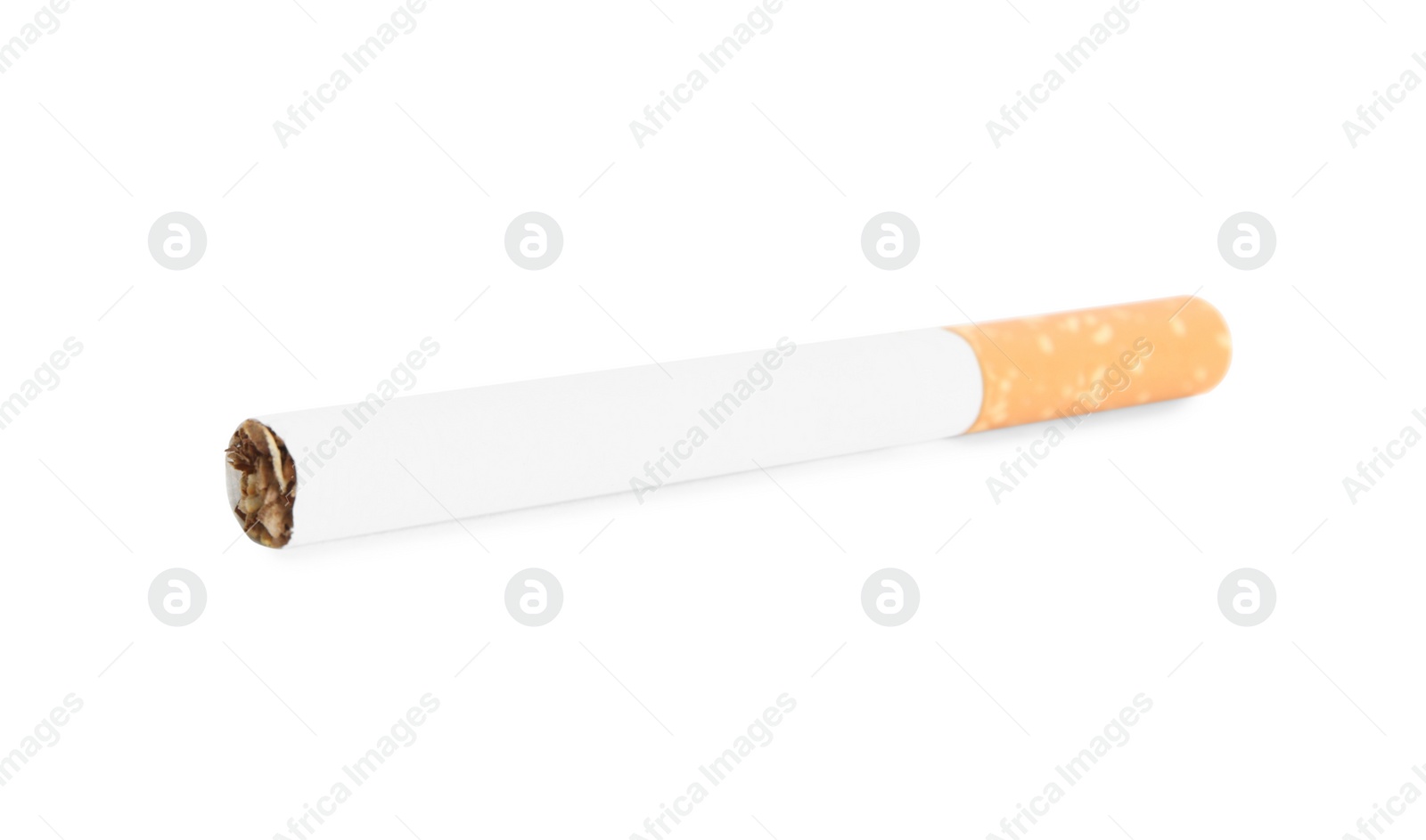 Photo of Cigarette with orange filter isolated on white