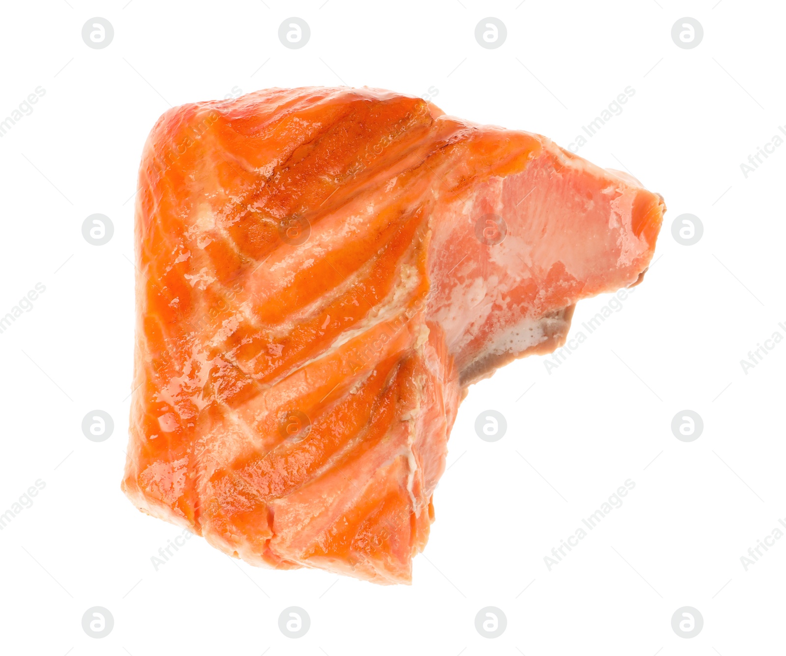 Photo of Piece of tasty grilled salmon isolated on white