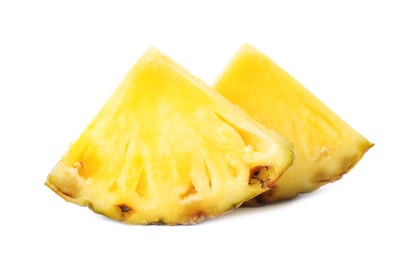 Photo of Slices of fresh pineapple isolated on white