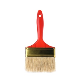 Photo of New paint brush on white background. Decorating tool