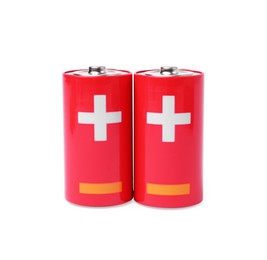 Photo of New C size batteries isolated on white