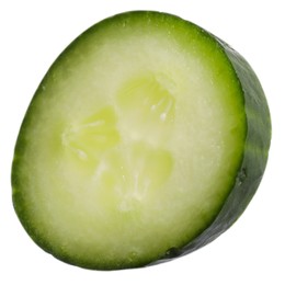 Photo of Slice of fresh cucumber isolated on white