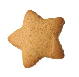 Photo of Tasty star shaped Christmas cookie isolated on white